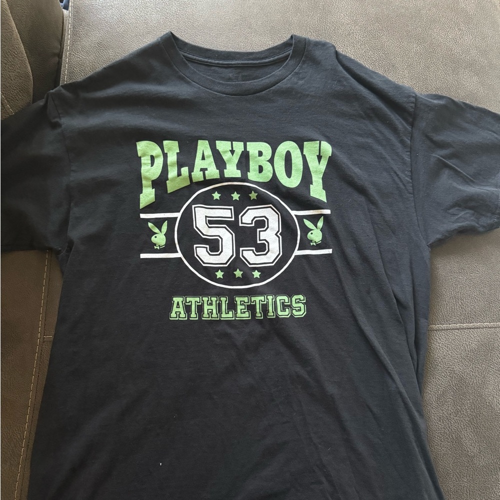 PLAYBOY Athletics Black Tee with Green Accents